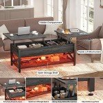 Modern Lift Top Coffee Table with LED Light