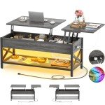Modern Lift Top Coffee Table with LED Light