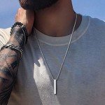 Mancave Men's Stainless Steel Rectangle Bar Necklace