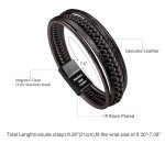 Braided Leather Bracelet for Men (Brown, 7.5")