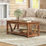 WLIVE 43" Rustic Coffee Table with Storage Shelf