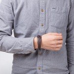 Braided Leather Bracelet for Men (Brown, 7.5")