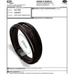 Braided Leather Bracelet for Men (Brown, 7.5")