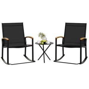 Shintenchi 3-Piece Outdoor Rocking Bistro Set