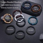 Men's 10PCS Tiger Eye and Lava Rock Bracelet Set