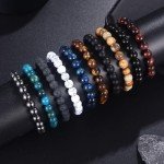 Men's 10PCS Tiger Eye and Lava Rock Bracelet Set