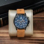 Stylish Brown Leather Chronograph Watch for Men