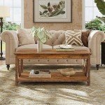 WLIVE 43" Rustic Coffee Table with Storage Shelf
