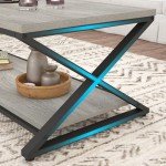 Rustic Grey 2-Tier Coffee Table with Storage