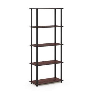 Furinno 5-Tier Multipurpose Shelf - Dark Cherry/Black