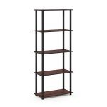 Furinno 5-Tier Multipurpose Shelf - Dark Cherry/Black