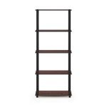 Furinno 5-Tier Multipurpose Shelf - Dark Cherry/Black