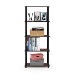 Furinno 5-Tier Multipurpose Shelf - Dark Cherry/Black