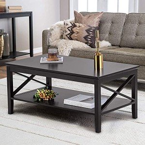 ChooChoo Oxford Black Wood Coffee Table with Storage