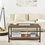 Rustic 2-Tier Industrial Coffee Table with Storage