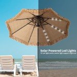 Solar Tiki Umbrella with LED Lights - 9 ft