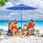 Blue 9 Ft Outdoor Umbrella with Tilt and Crank