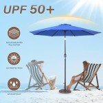 Blue 9 Ft Outdoor Umbrella with Tilt and Crank