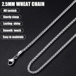 Men's Silver Tone Wheat Chain Necklace - 20 Inch