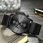 Men's Waterproof Black Chronograph Watch with Grey Hands