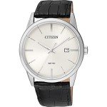 Citizen Quartz Men's Black Watch with Leather Strap