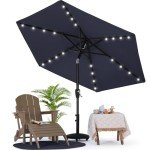 Navy Blue Solar LED Patio Umbrella 7.5ft