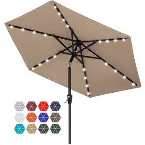 Solar LED Patio Umbrella with Lights – 7.5FT
