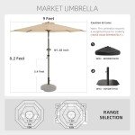 Beige 9 FT Patio Umbrella with Tilt and Crank