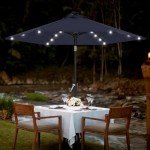 Navy Blue Solar LED Patio Umbrella 7.5ft