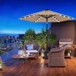 Solar LED Patio Umbrella with Lights – 7.5FT