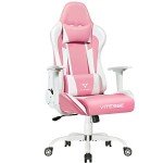 PUKAMI Kawaii Pink Gaming Chair with Lumbar Support