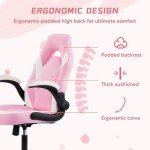 Ergonomic Big & Tall Gaming Desk Chair – White-Pink