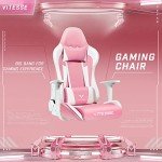PUKAMI Kawaii Pink Gaming Chair with Lumbar Support