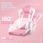 PUKAMI Kawaii Pink Gaming Chair with Lumbar Support