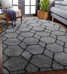 Stylish Grey and Black Shaggy Area Rug