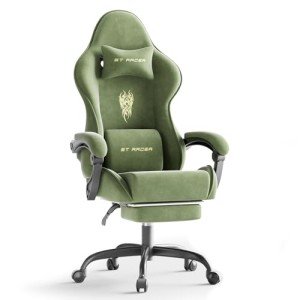 Ergonomic Velvet Gaming Chair with Footrest & Massage