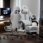 Ergonomic Gaming Chair with Foot Rest - Gray