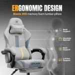 Ergonomic Gaming Chair with Foot Rest - Gray