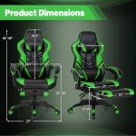 Goplus Adjustable Gaming Chair with Footrest - Green
