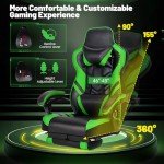 Goplus Adjustable Gaming Chair with Footrest - Green