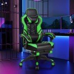 Goplus Adjustable Gaming Chair with Footrest - Green