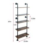 Industrial Pipe Wall Mount Shelf - 5 Tier Black