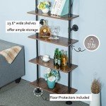 Industrial Pipe Wall Mount Shelf - 5 Tier Black