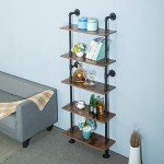 Industrial Pipe Wall Mount Shelf - 5 Tier Black