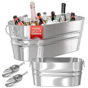Set of 2 Galvanized Ice Buckets with Scoops