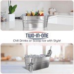 Set of 2 Galvanized Ice Buckets with Scoops
