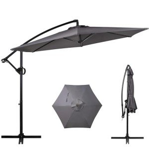 10FT Dark Grey Cantilever Patio Umbrella with Tilt
