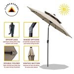 Taupe 9ft Solar LED Patio Umbrella with Tilt