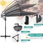10FT Dark Grey Cantilever Patio Umbrella with Tilt