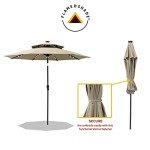 Taupe 9ft Solar LED Patio Umbrella with Tilt